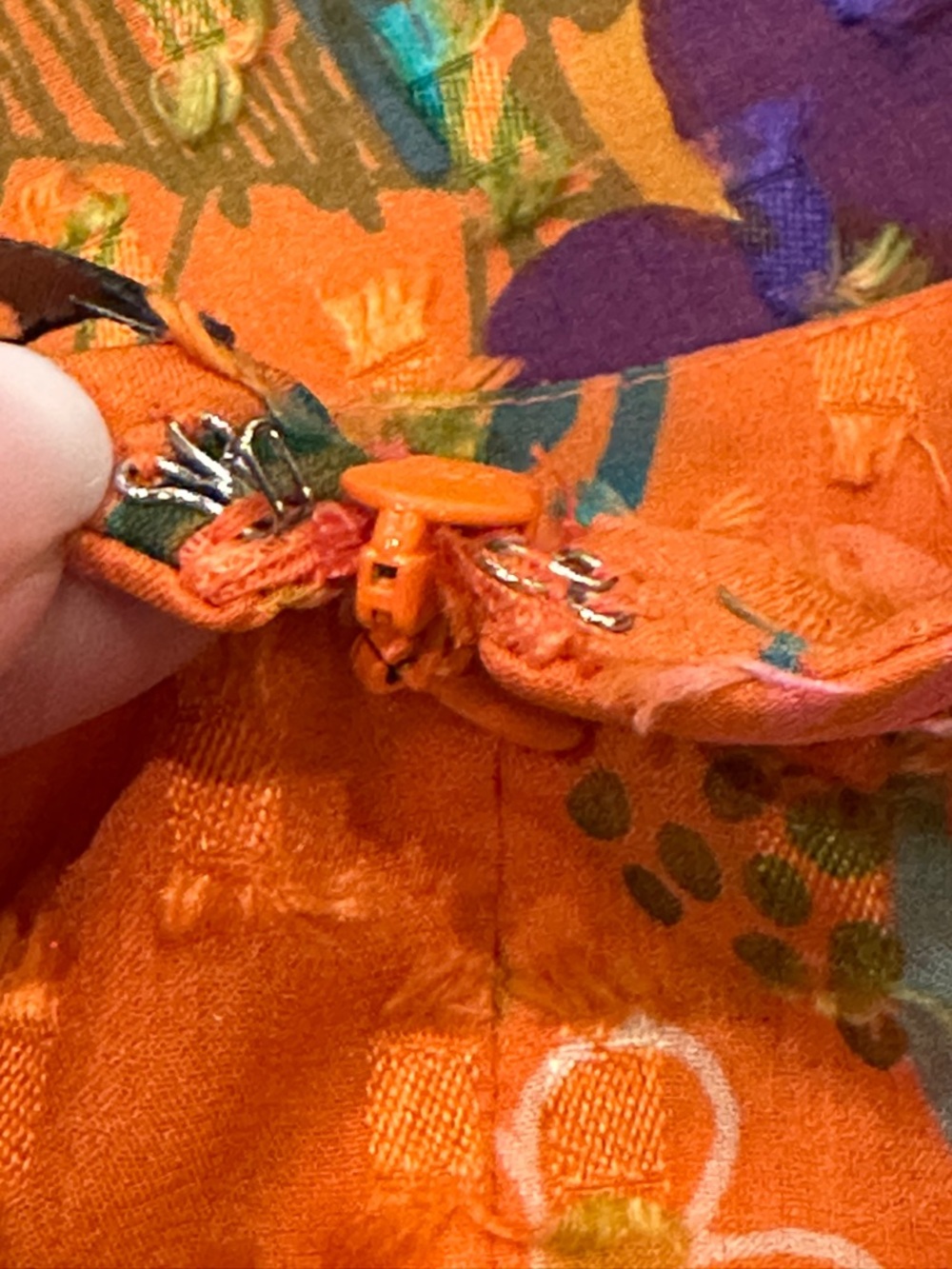 Etcetera 100% Silk Size 0 Orange Floral Halter Midi Dress - Picture 9 of 11